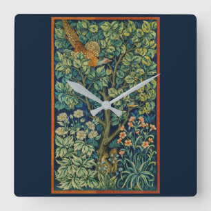 QUADRADO RELÓGIO ACRÍLICO: WILLIAM MORRIS : FEASANT