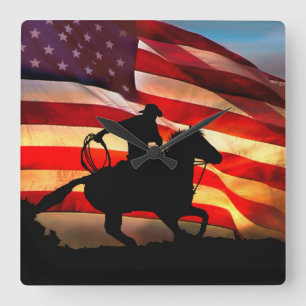 Quadrado Relógio Americano de Cowboy