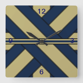 Quadrado Relógio atual azul e Dourado