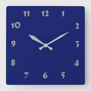 Quadrado Relógio Azul do Marinho Numerado Alterável