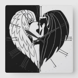 Quadrado relógio branco preto