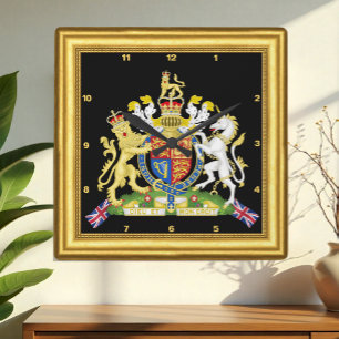 Quadrado Relógio Britânico, Frame Dourado, Emblem Britânico