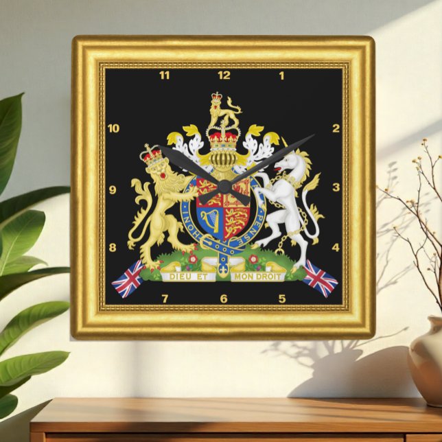 Quadrado Relógio Britânico, Frame Dourado, Emblem Britânico (Criador carregado)