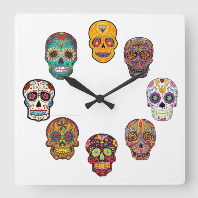 Quadrado Relógio Caveiras (Frente)