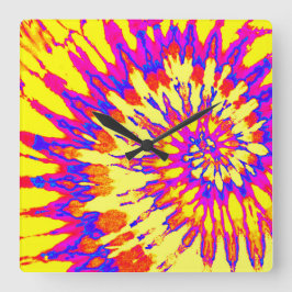 Quadrado Relógio Coletor Espiral Amarelo, Rosa e Azul