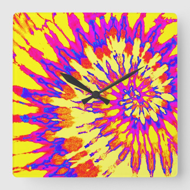 Quadrado Relógio Coletor Espiral Amarelo, Rosa e Azul (Frente)