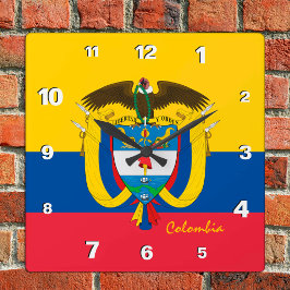 Quadrado Relógio Colômbia, lar patriótico, Bandeira Colombi