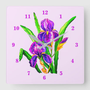 Quadrado Relógio da Flor Iris