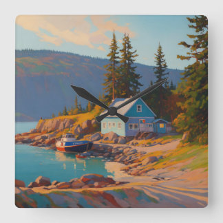 Quadrado relógio da parede do oceano