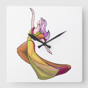Quadrado Relógio de Abstrato de dança colorida