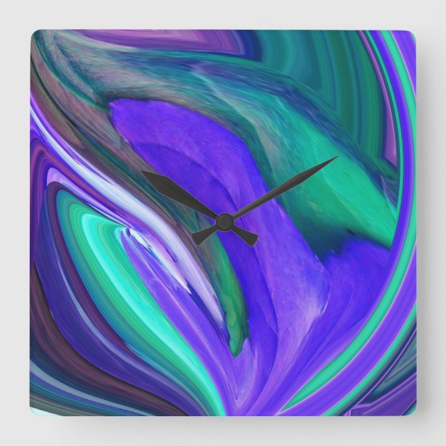 Quadrado Relógio de Abstrato de Parede de Teto Roxo N (Frente)