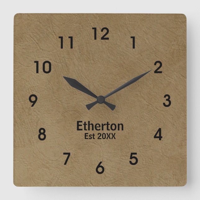 Quadrado Relógio de acrílico do padrão Stucco, escovado, co (Frente)