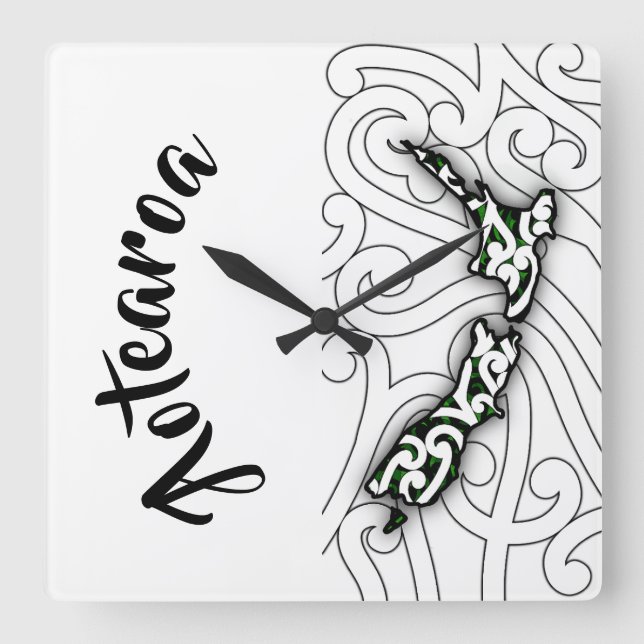 Quadrado relógio de aotearoa (Frente)