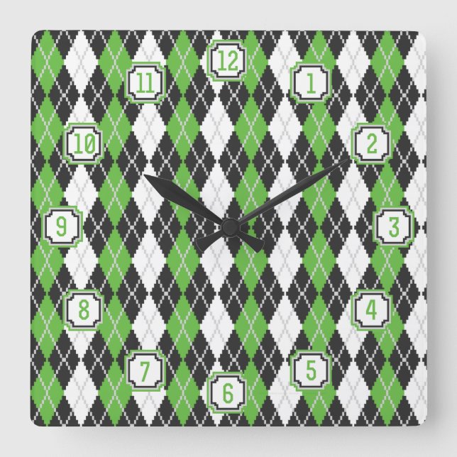 Quadrado Relógio de Argyle Retroativo (Frente)