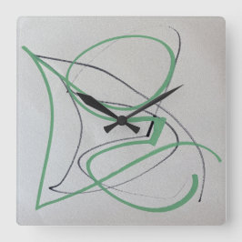 Quadrado Relógio de Arte Abstrato Moderno de Duas Cores