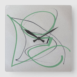 Quadrado Relógio de Arte Abstrato Moderno de Duas Cores