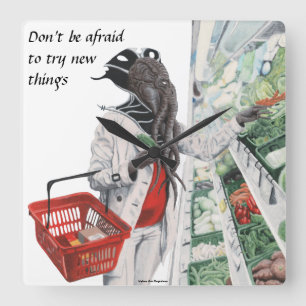 Quadrado Relógio de Arte da Mente Flayer Comprando Fantasia