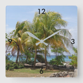 Quadrado Relógio de Árvore de Palma Tropical