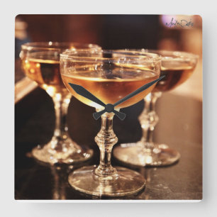 Quadrado Relógio de bar de cozinha de ouro de champanhe