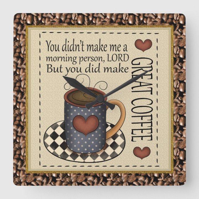 Quadrado Relógio de café do excelente (Frente)