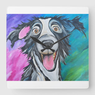 QUADRADO RELÓGIO DE CÃO FELIZ