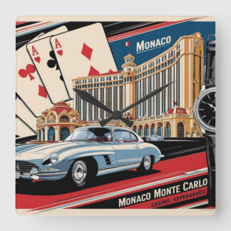 Quadrado Relógio de Carro de Luxo Monaco Monte Carlo
