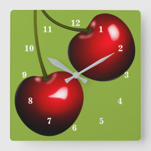 Quadrado Relógio de cereja doce - Escolha a cor