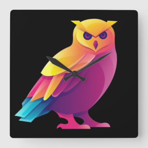 Quadrado Relógio de coruja