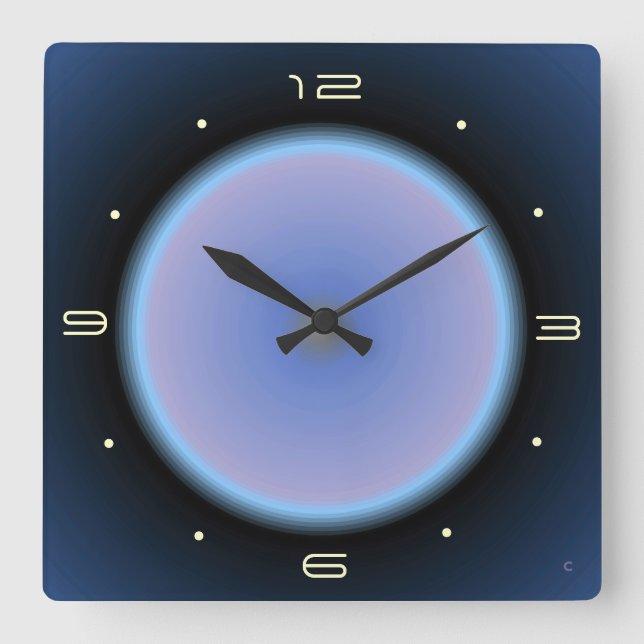 Quadrado Relógio de Cozinha Imagem Lunar Rosa/Malva/Azul > (Frente)