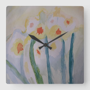 Quadrado Relógio de Daffodils abstrato