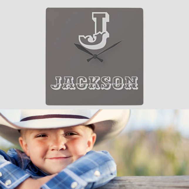 Quadrado Relógio de Enfermeiro do nome do garoto monograma  (Criador carregado)