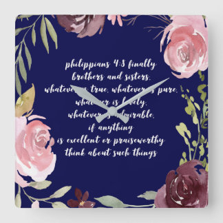 Quadrado Relógio de Escrituras Versas da Bíblia Cristã