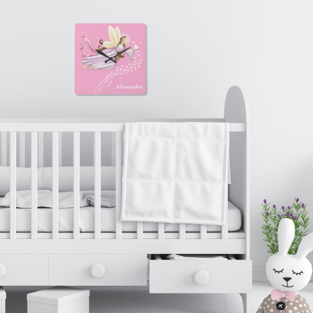 Quadrado Relógio de Fada Magia Personalizada para Raparigas (Criador carregado)