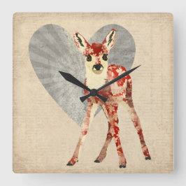 Quadrado Relógio de Fawn Floral