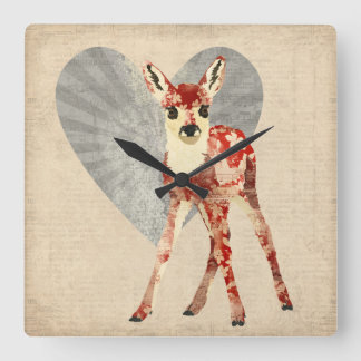 Quadrado Relógio de Fawn Floral
