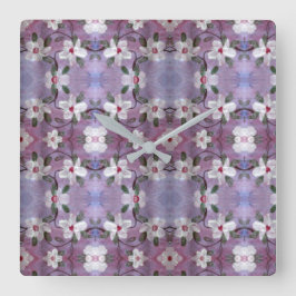 Quadrado Relógio de Flor Branco