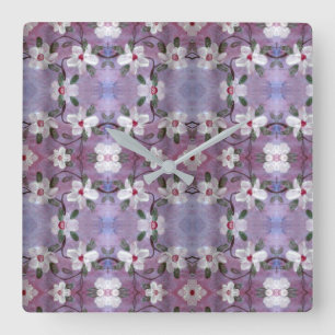 Quadrado Relógio de Flor Branco