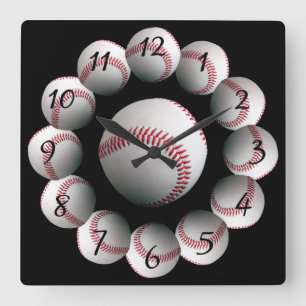 Quadrado Relógio de fundo de beisebol