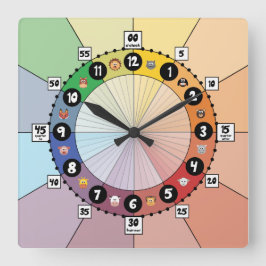 Quadrado Relógio de Horário Escolar Leve para Crianças (Qua