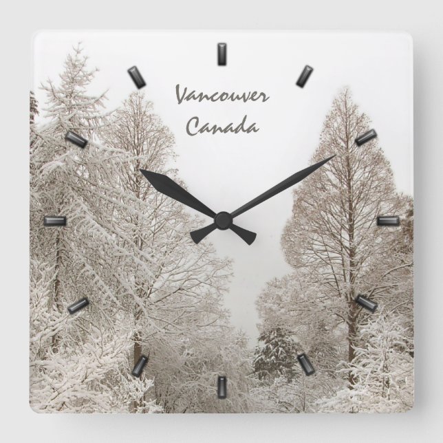 Quadrado Relógio de inverno personalizado para Wonderland W (Frente)