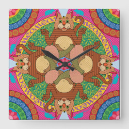 Quadrado Relógio de Karma gatinho