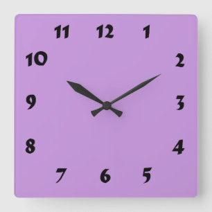 Quadrado Relógio de Lavanda de Pastel Numerável e Alterá