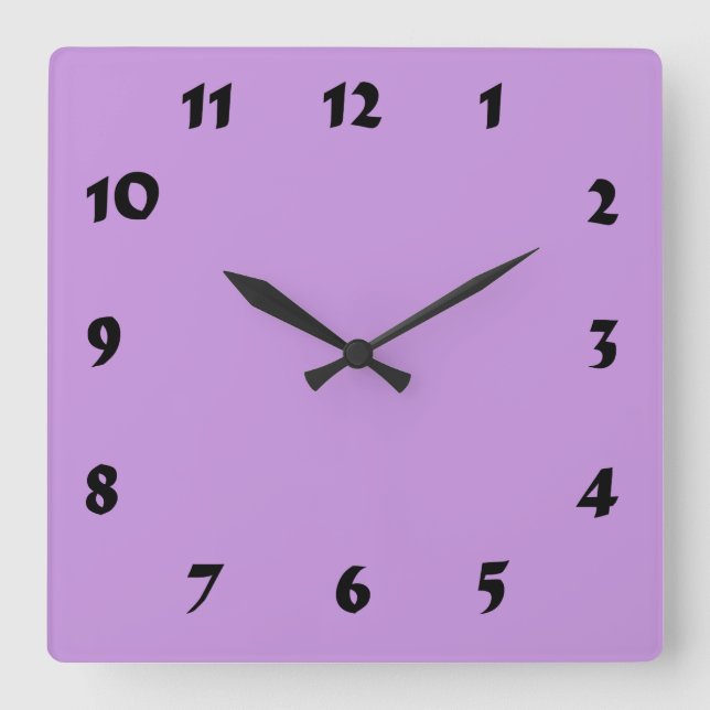 Quadrado Relógio de Lavanda de Pastel Numerável e Alterável (Frente)