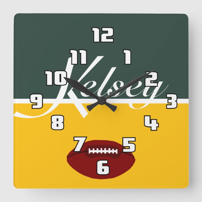 Quadrado Relógio de Limon de Futebol da Kelsey (Frente)