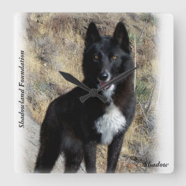 Quadrado Relógio de Lobo Negro