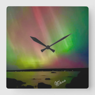 Quadrado Relógio de luzes nortes Aurora Borealis