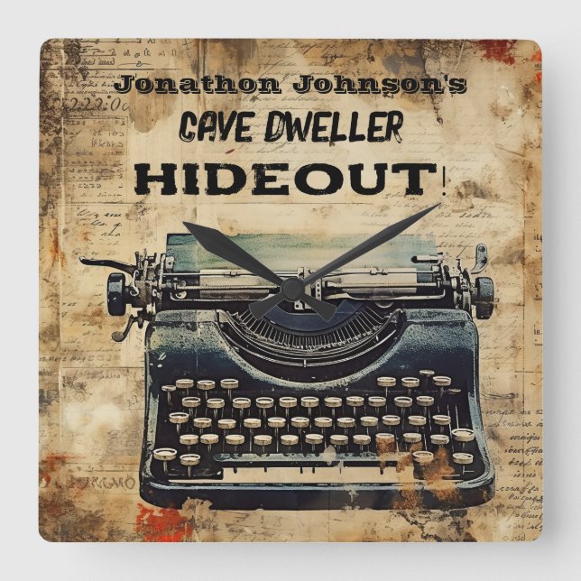 Quadrado Relógio de Máquina de Digitalização Divertida (Frente)