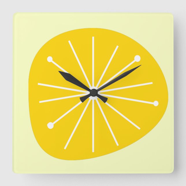 Quadrado Relógio de médio Moderno LEMON STARBURST KITCHEN (Frente)