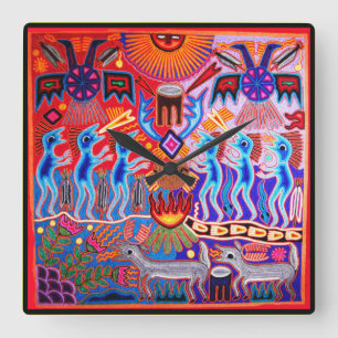 Quadrado Relógio de Muro da Cerimônia de Peyote Ritual