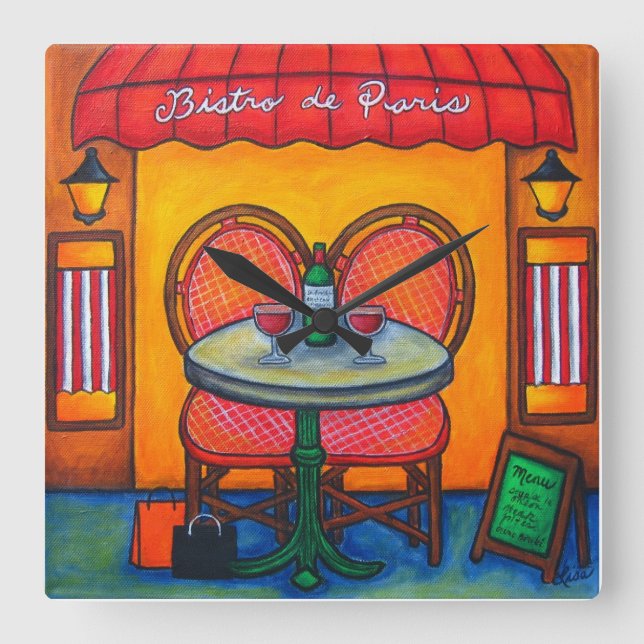 Quadrado Relógio de Muro da Praça Paris Bistro, Lisa Lorenz (Frente)